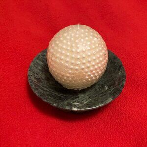 Green Marble Dish and Crate & Barrel Candle NWOT